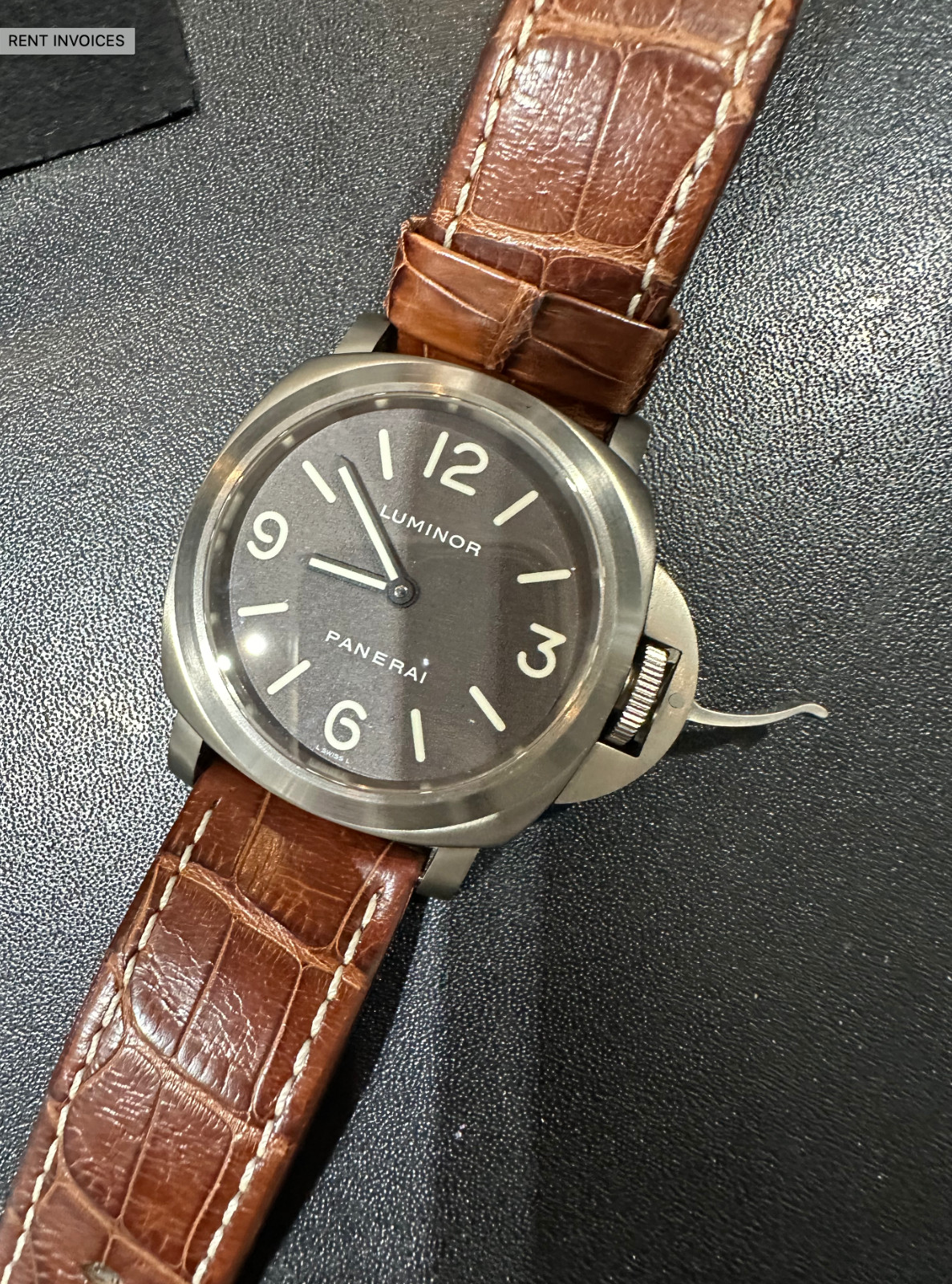 PANERAI LUMINOR TITANIUM MEN WRIST WATCH WITH LEATHER AND RUBBER STRAP WITH CASE