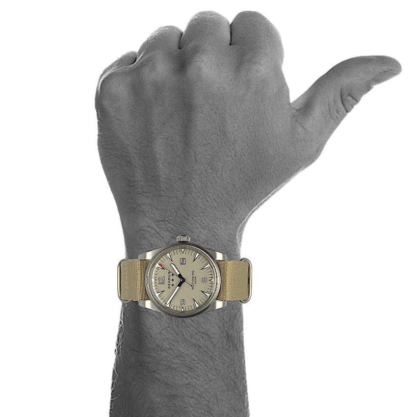 Benrus Classic C1-SB-BE-NT Tan Dial Stainless Steel Date 41MM Men’s Automatic