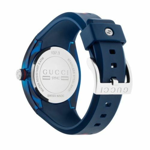 New Gucci Sync XXL 46mm YA137104 Blue Rubber Band Blue Dial Unisex Watch