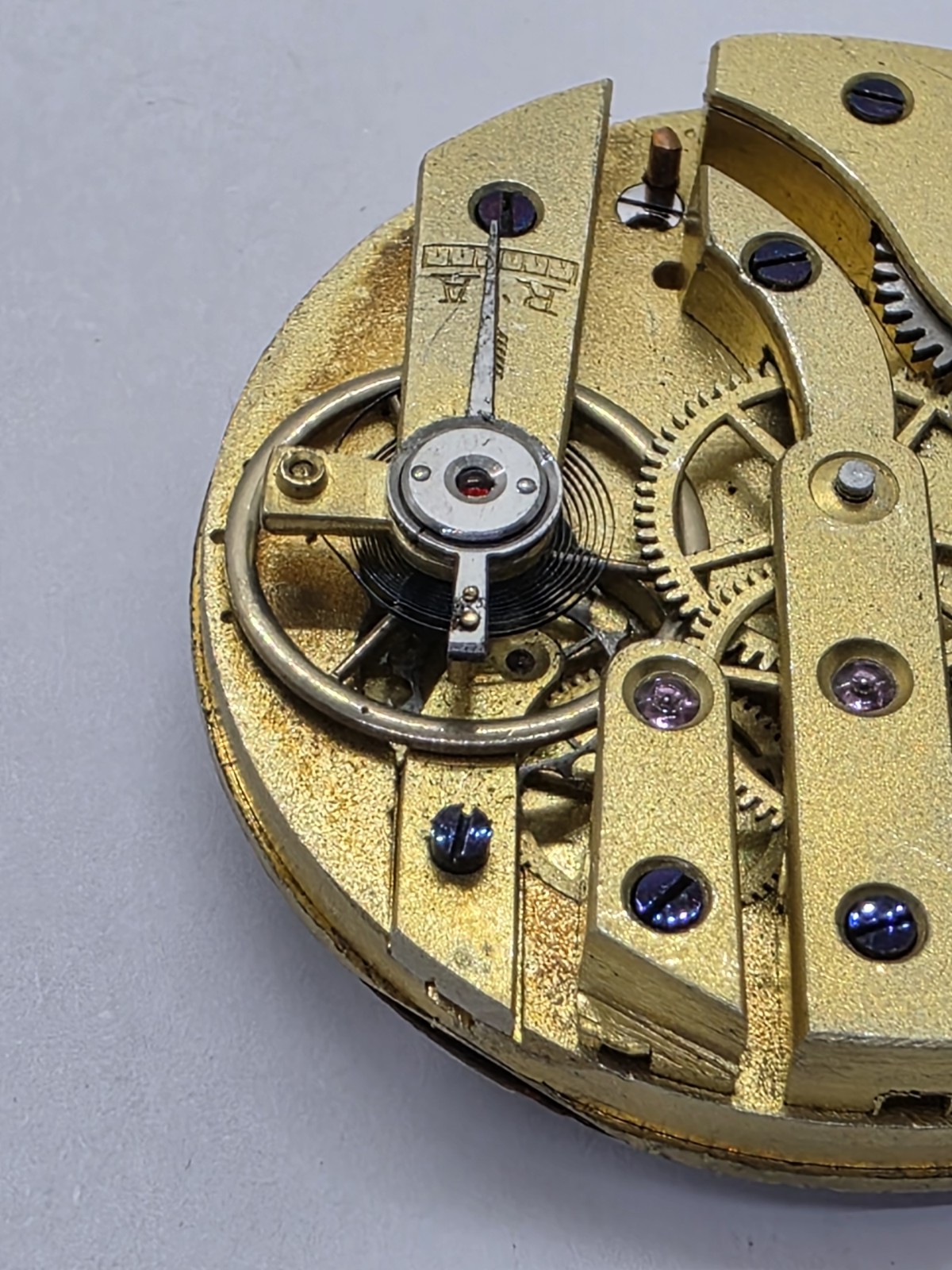 Vintage Pocket Watch Movement Cylinder Sub Second Hands Good Balance Main Spring