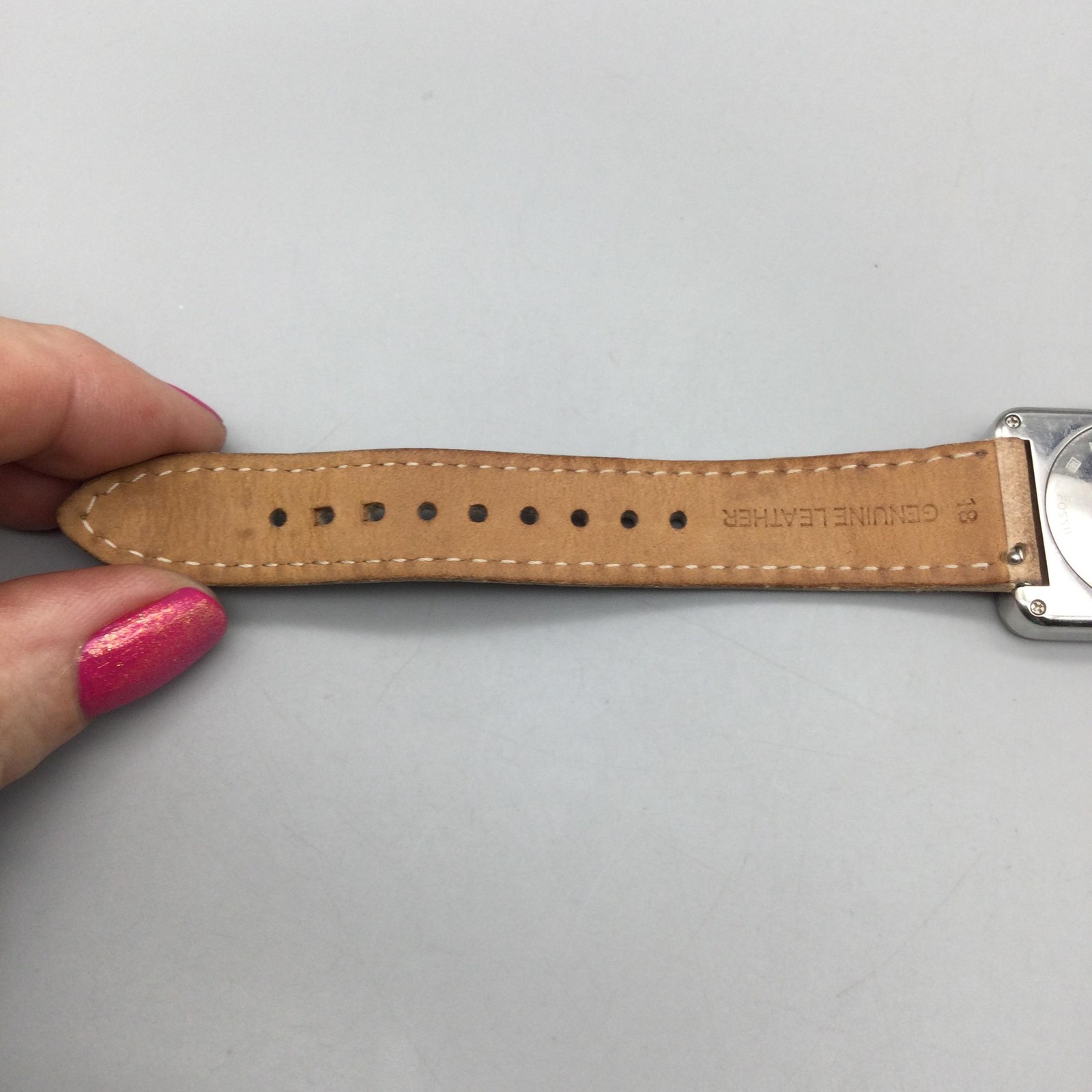 Fossil ES4243 Womens Watch 28mm Silver Tone Brown Leather Band New Battery