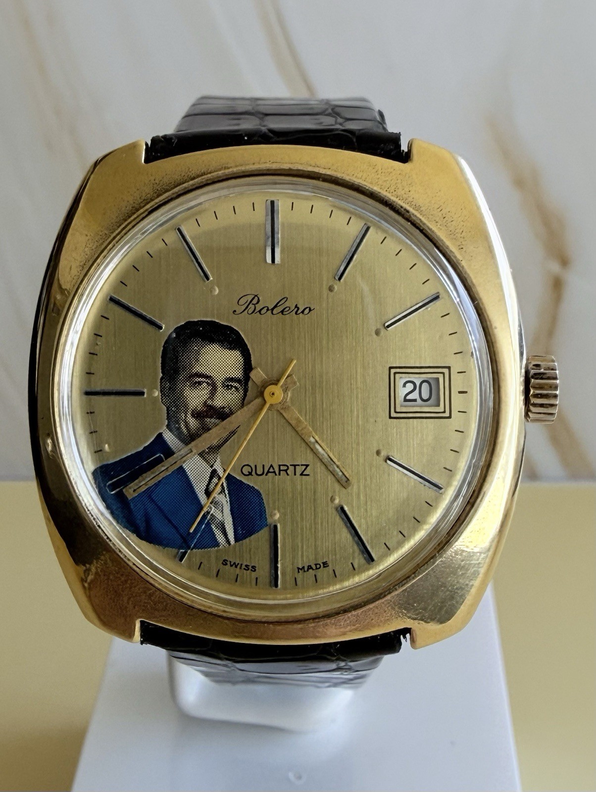 SWISS BOLERO Gold Plate President Saddam Hussein Iraq Watch 36m Quartz R170