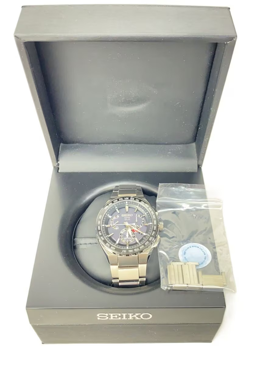 SEIKO Solar Watch Analog Stainless BLK SLV 8X53 0AV0 2