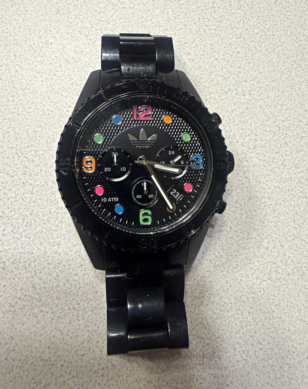 adidas Quartz Chronograph Date Analog Watch 100m 44-47.9mm Black/Multicolor