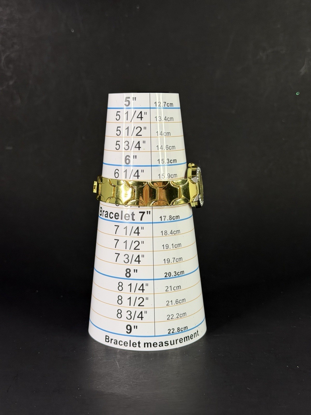 24mm Women Gold Case Crystal Bezel NEW BATTERY White Dial Gold Link Bracelet 915