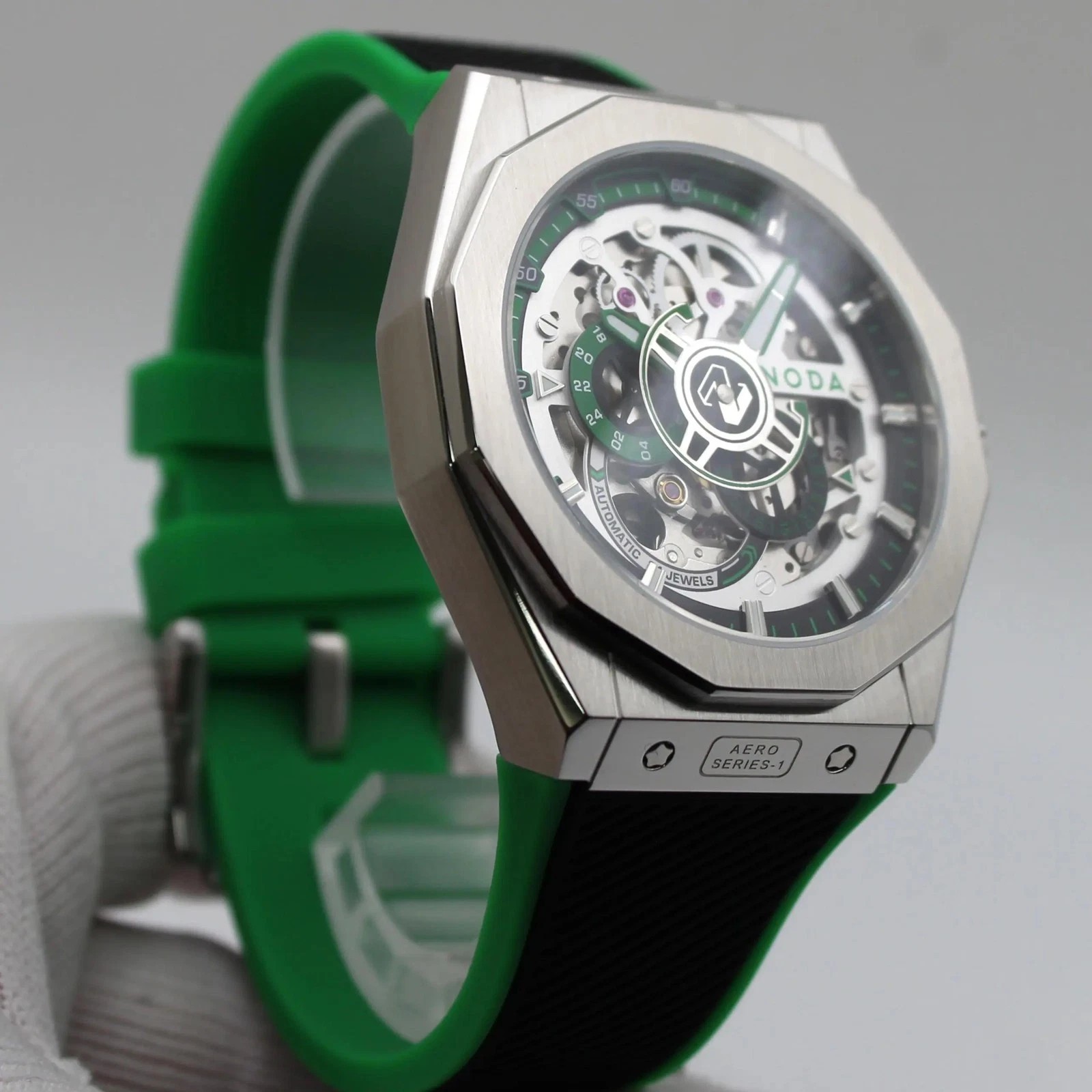 Noda Aero Series-1 43MM Stainless Steel Green Skeleton Dial Automatic Watch