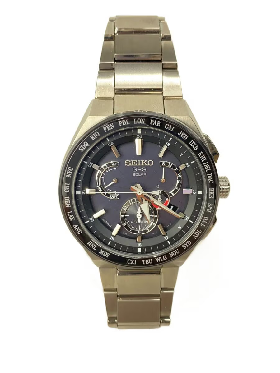 SEIKO Solar Watch Analog Stainless BLK SLV 8X53 0AV0 2