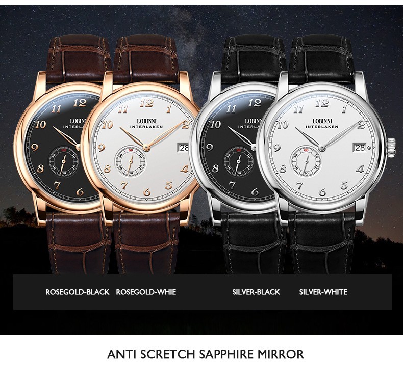 LOBINNI Men Automatic Watch 40mm Mechanical Wristwatch Hangzhou 5000 Micro Rotor
