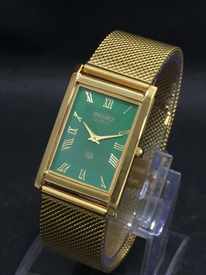 Vintage Seiko Slim Quartz Japan Made Green Dial Gold Plated Men’s Wrist Watch