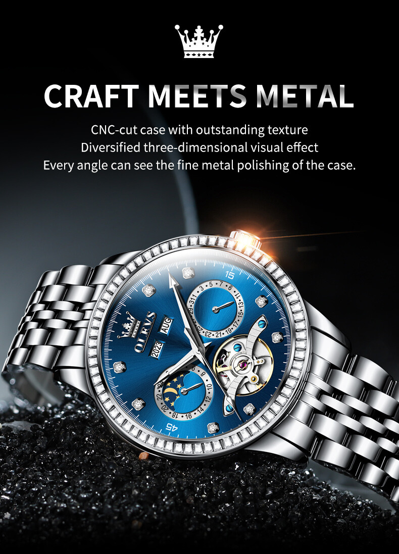 OLEVS Automatic Mechanical Waterproof Luminous Watch Date Men’s Wristwatch
