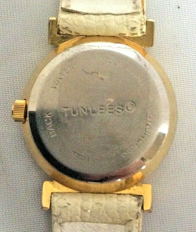 Two Thai-assembled Ladies Watches Jasper Leopard White Leather Gold Tone Hands