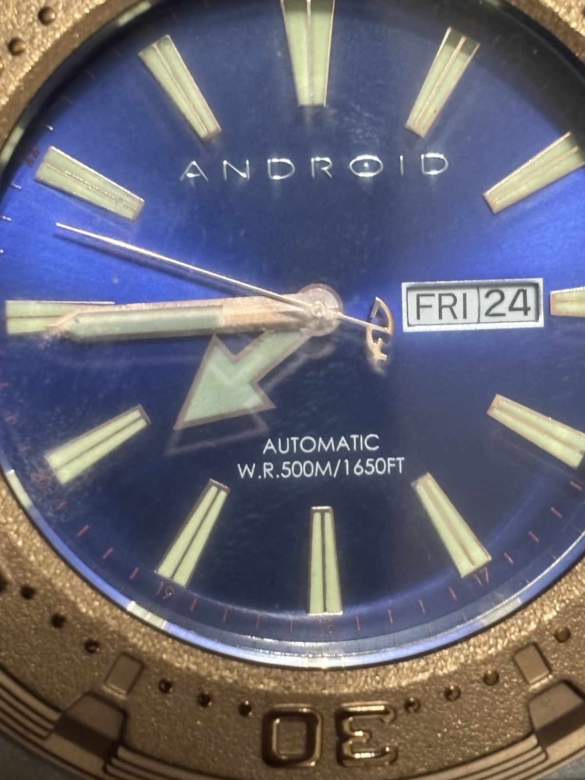 Android/Aragon AD/757 Millipede Men’s Automatic Blue Dial Gold Bezel SS