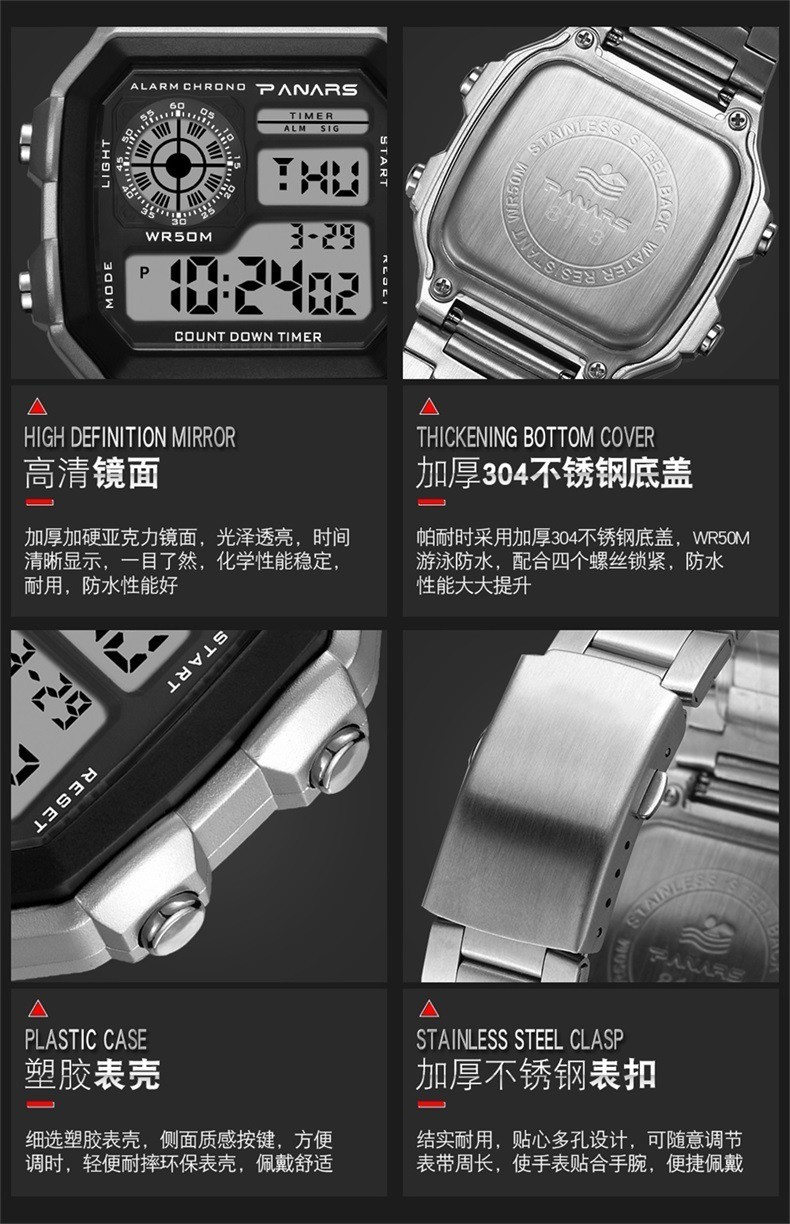 Luxury Military Men Watch Waterproof Luminous Date Chronograph Stainless Steel