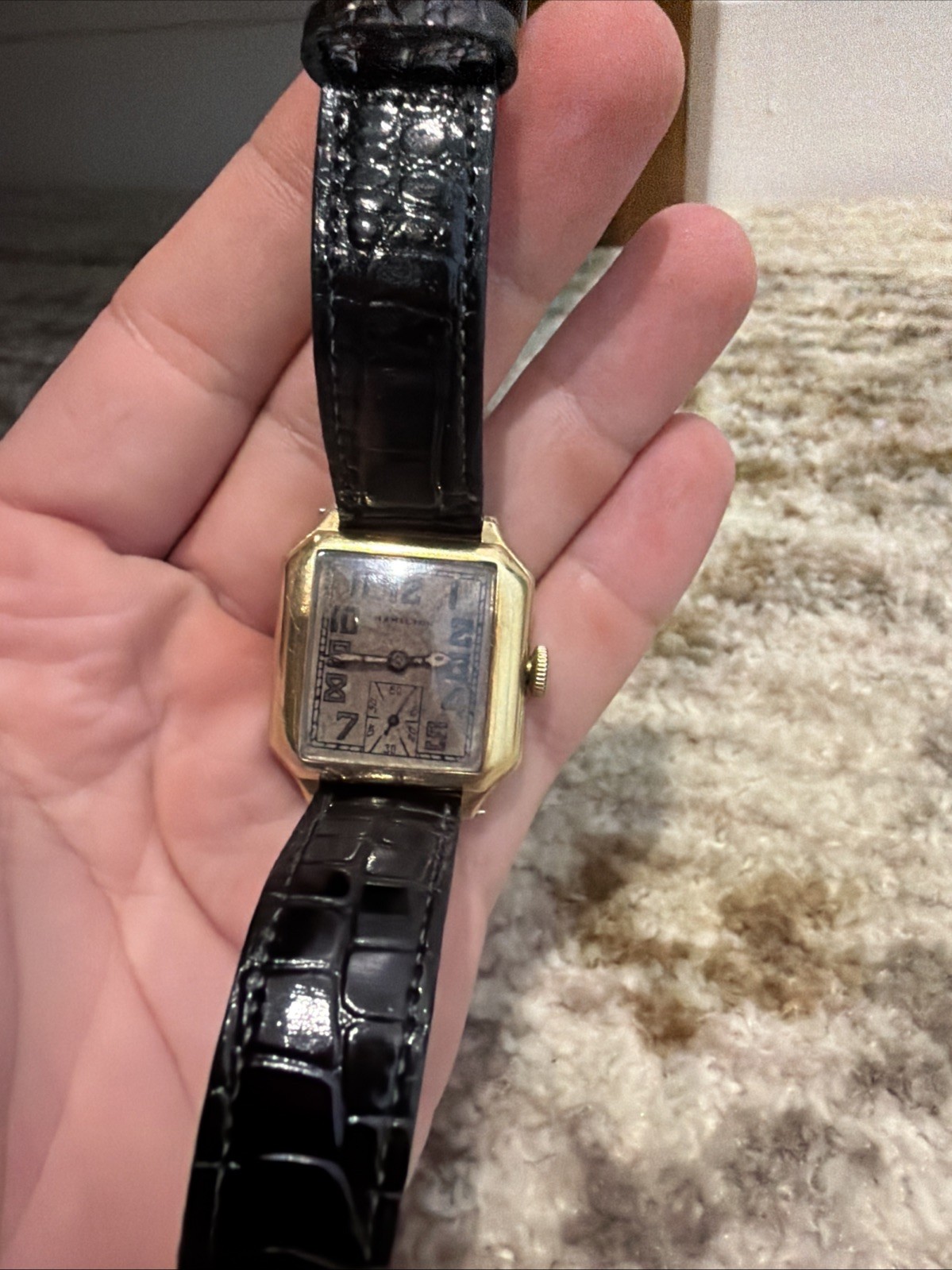 Vintage 1930s Hamilton Tank Watch – 14k Gold Filled – Small Seconds -Runs Strong
