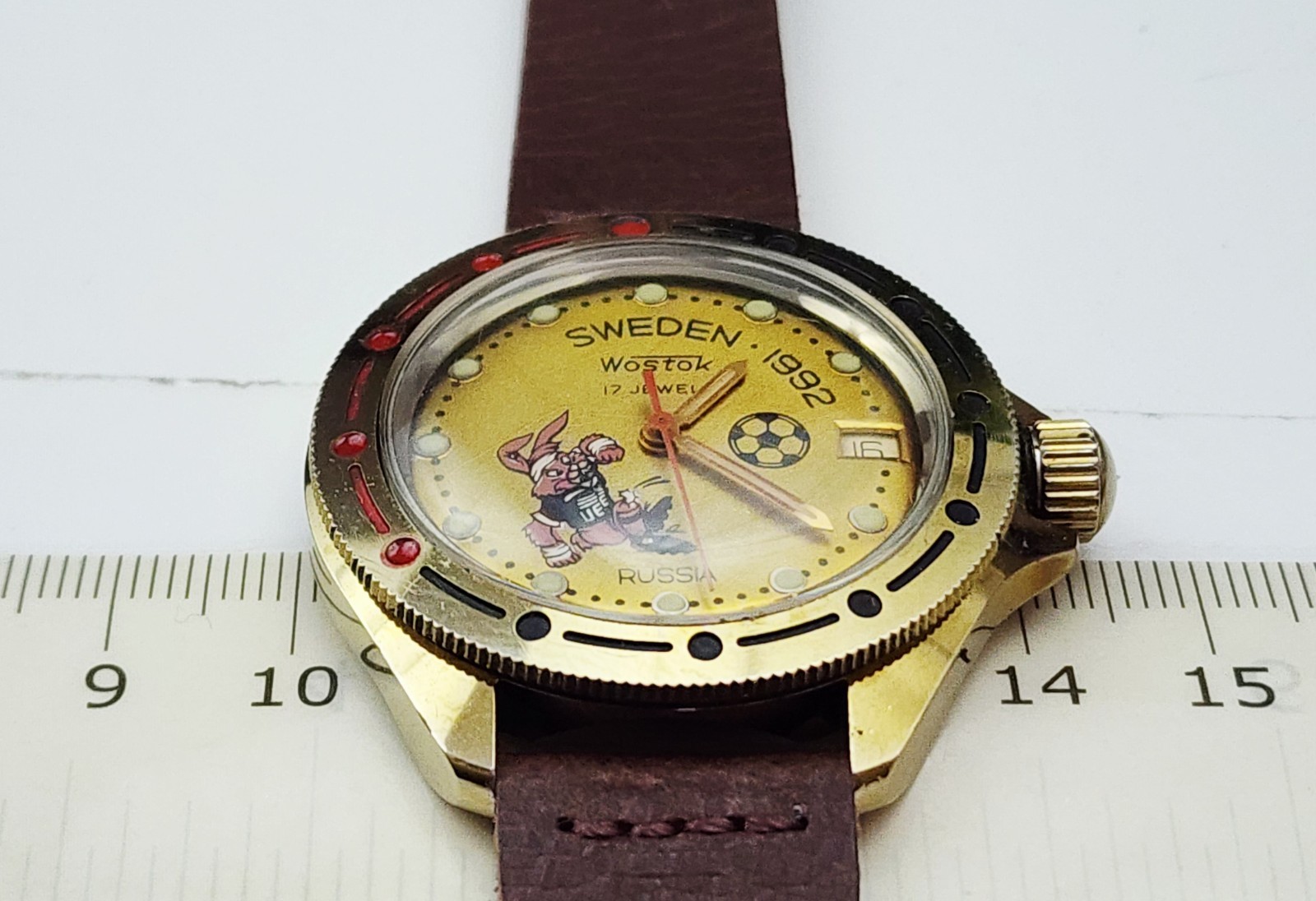 Men’s RUSSIAN Vintage 90’s Watch VOSTOK “Soccer EURO 1992 Sweden”. Manual Wind