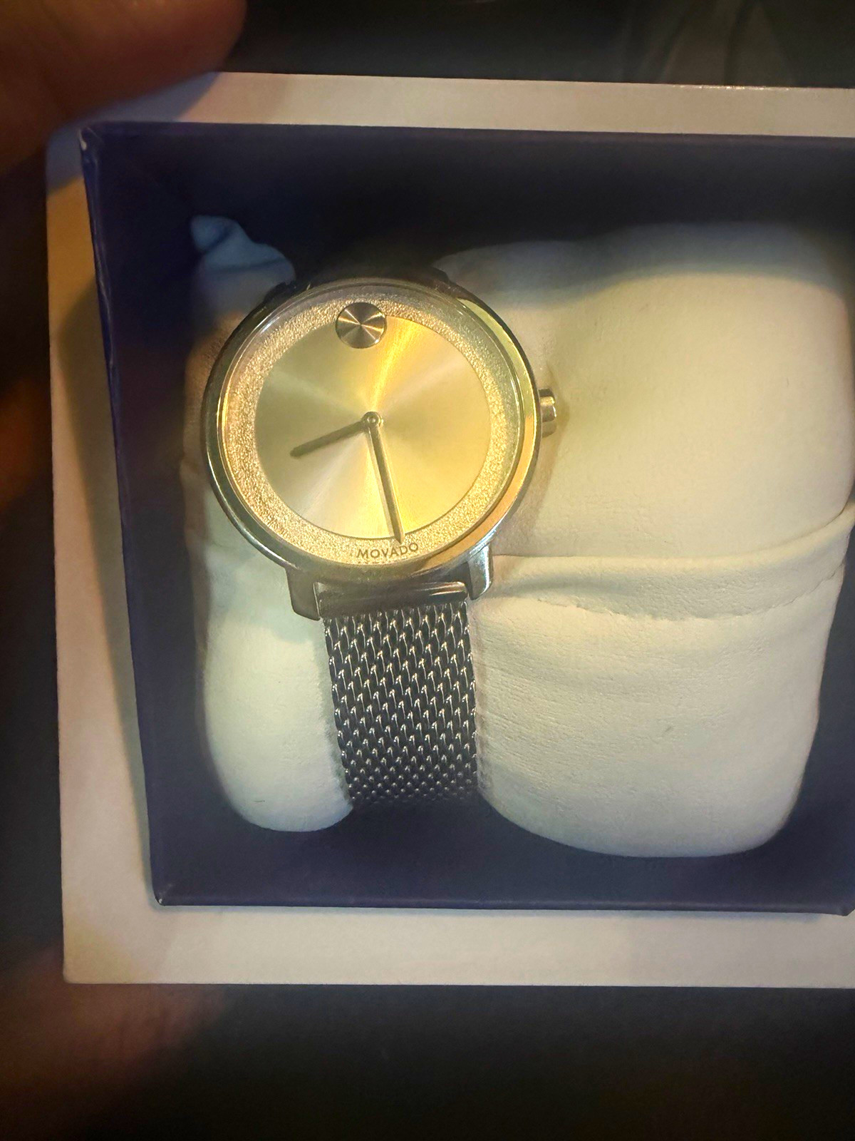 Movado Bold Quartz Silver Dial Mesh Band 34mm Water-Resistant w/ Box