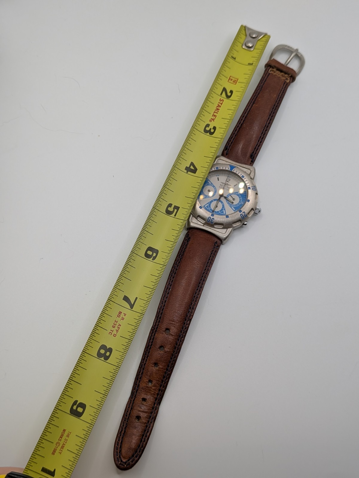 Classic Blue SECTOR Adventure Swiss Made Wrist Watch With Brown Leather Band