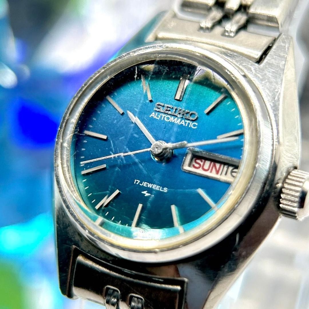 Seiko Ladies Automatic Watch Day Date Glass Authentic Used