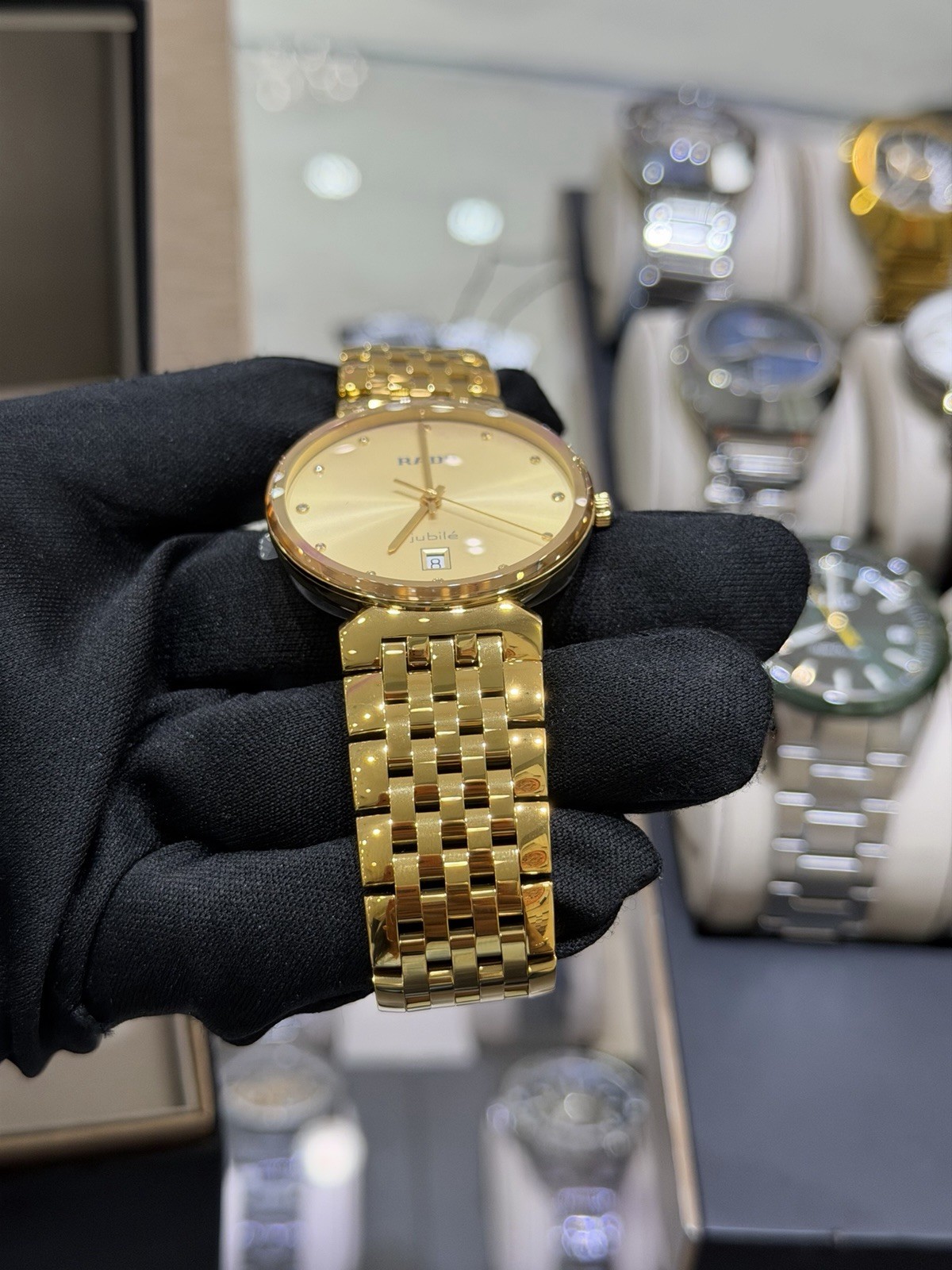 New Rado Florence Diamonds Stainless Steel Golden Dial Men’s Watch R48914713