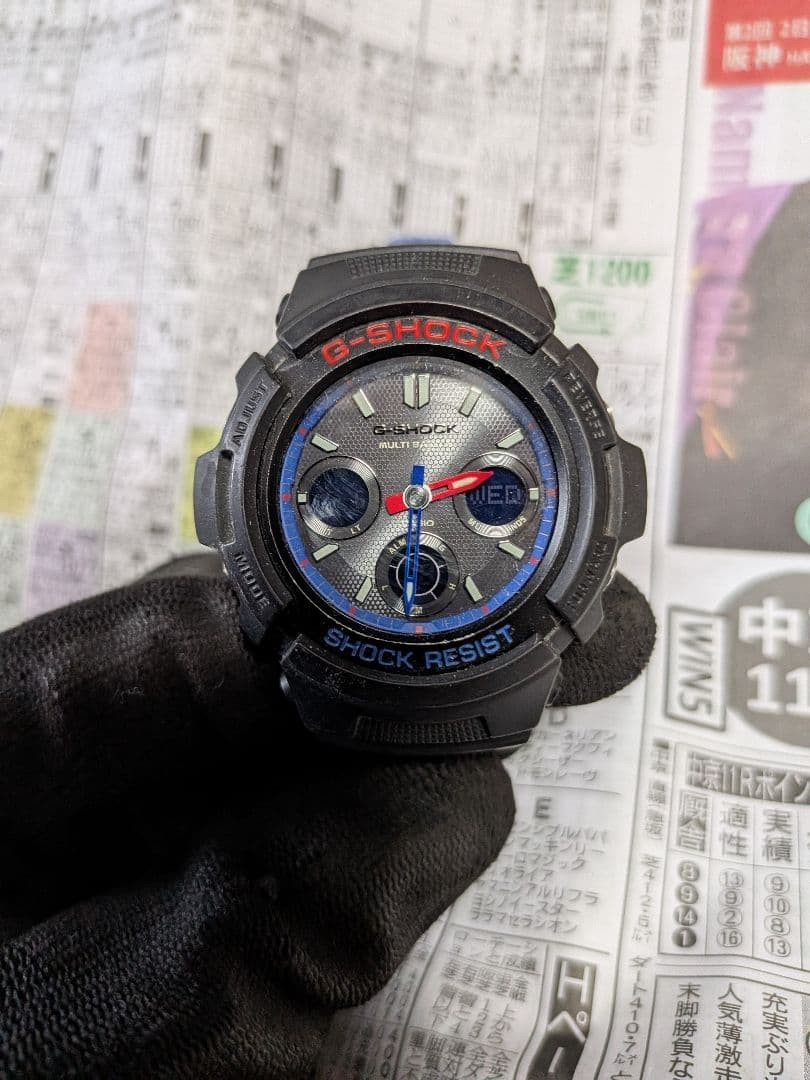 CASIO G-SHOCK AWG-M100 Analog Digital Watch Black Blue Red