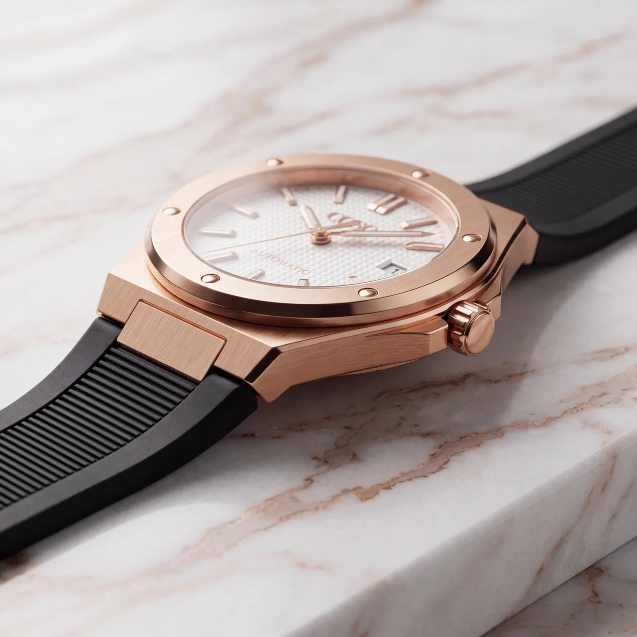 COSO Valtor Automatic Cream Dial Rose Gold Black Rubber Strap