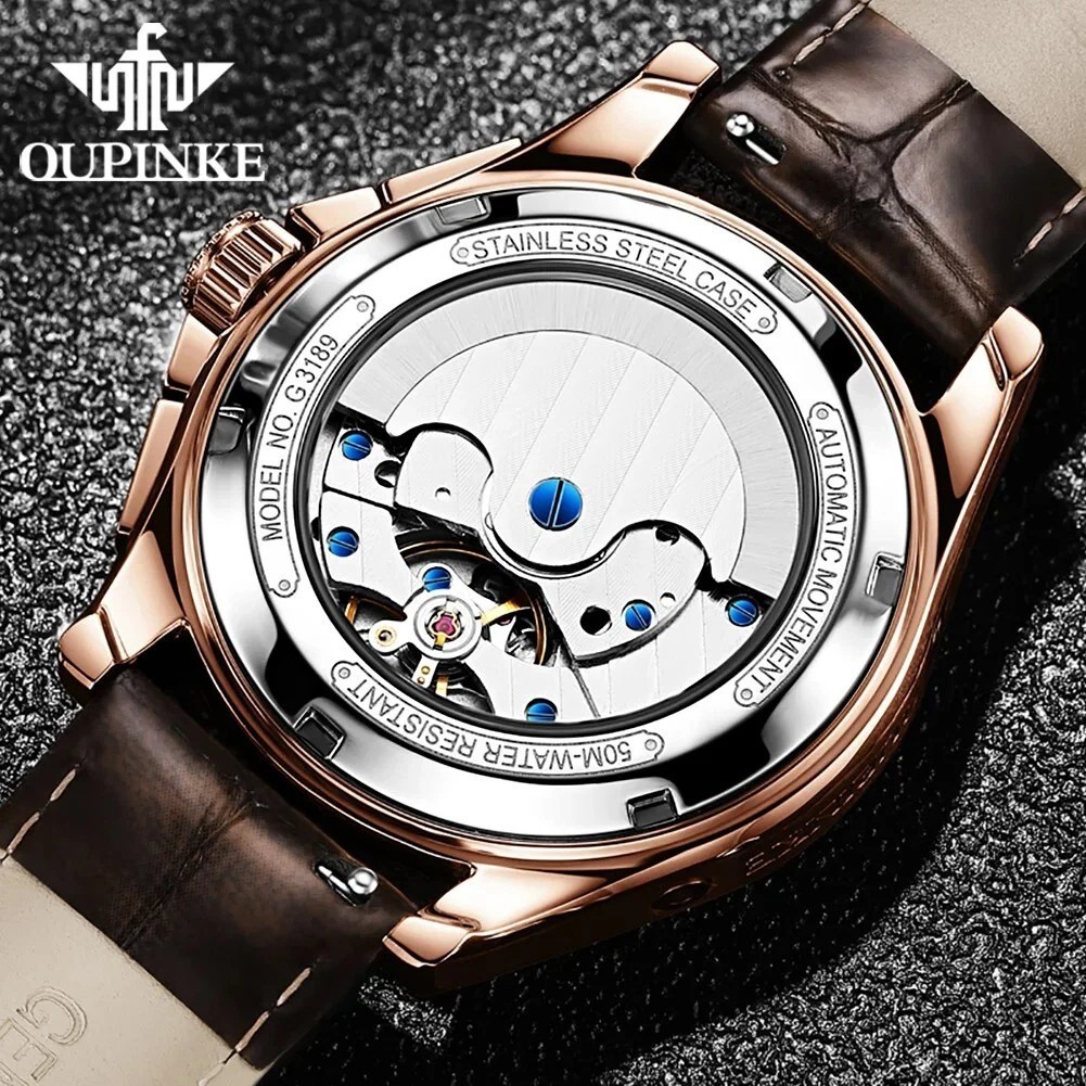 Automatic Mechanical Waterproof Watch Moon Phase Luxury Dial Men’s Men Strap