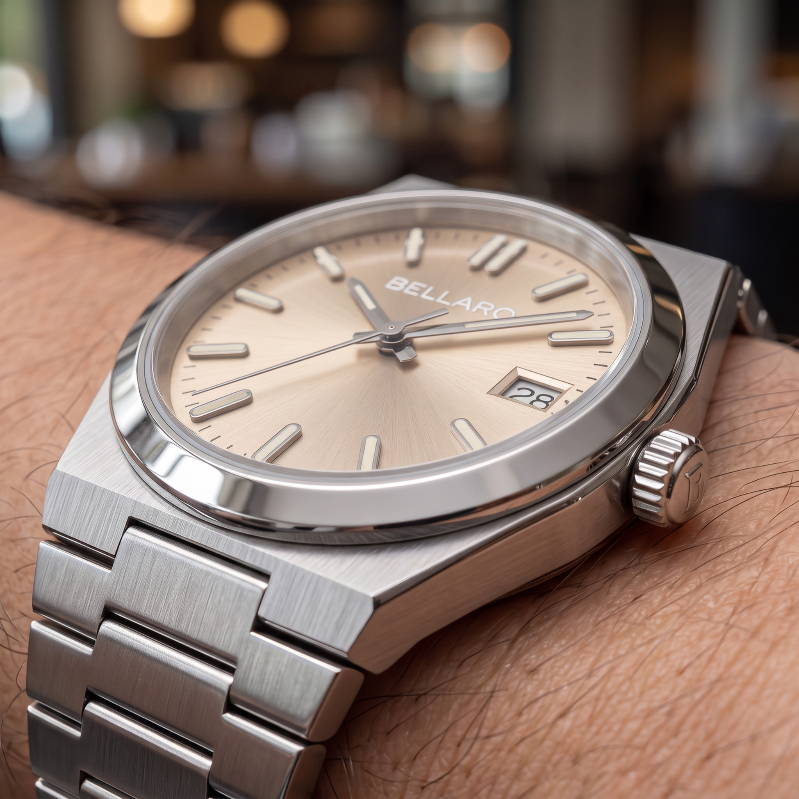 BELLARO Tolaris Watch – Japanese Automatic NH35 – Sapphire Crystal Beige Dial