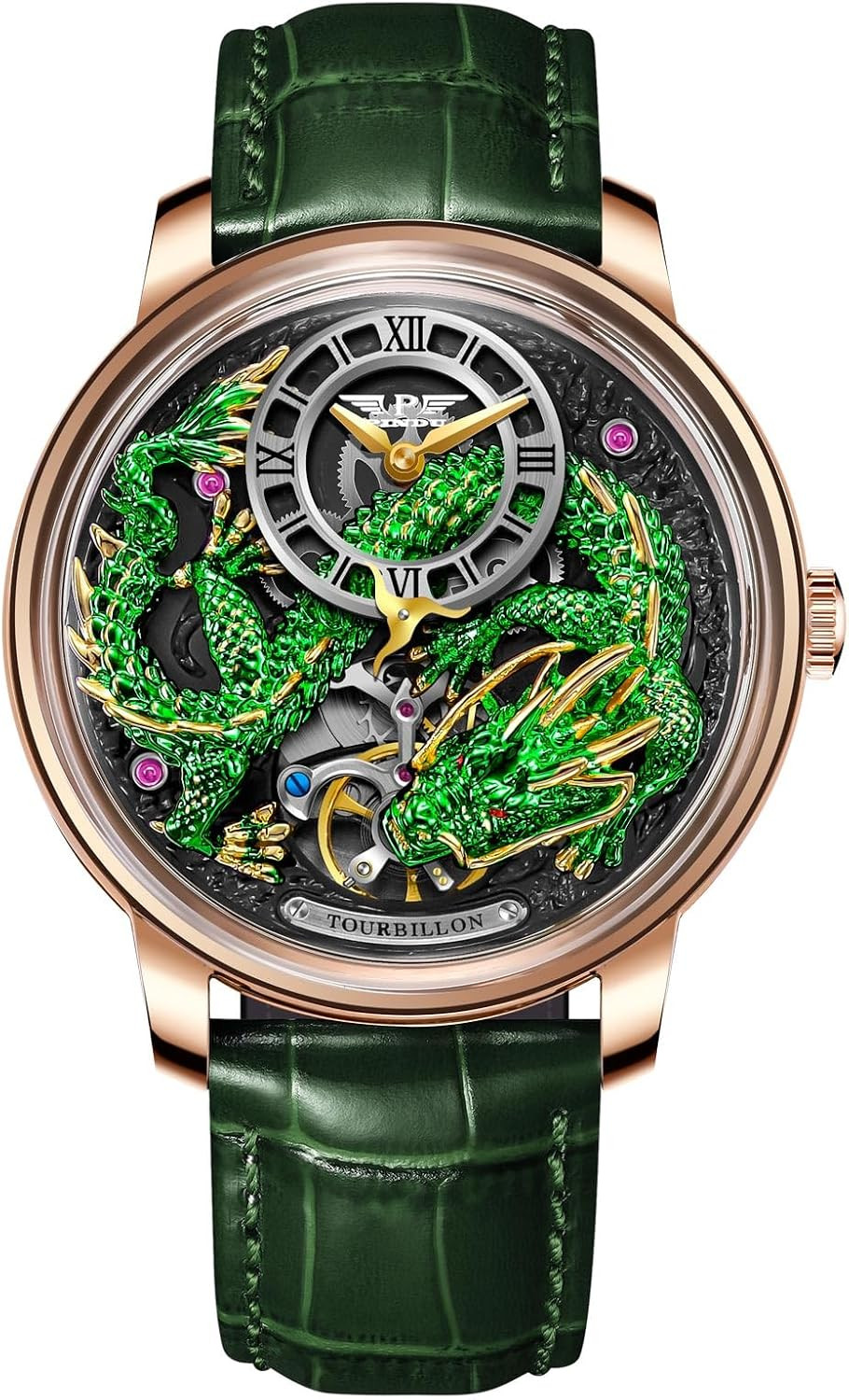 Limited Edition Dragon Men’s 3D Automatic Watch – 5ATM Waterproof Leather Strap
