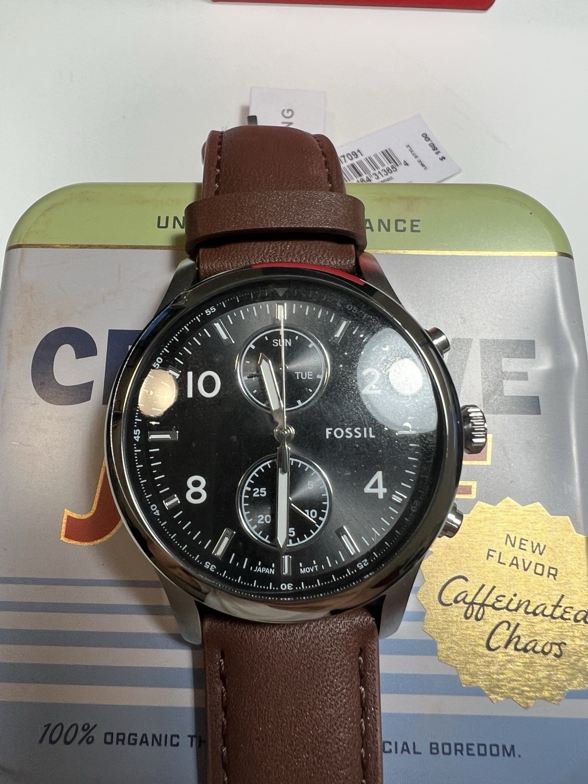 Fossil Bennett Men’s 45mm Multifunction Watch Black Dial Brown Leather BQM7091