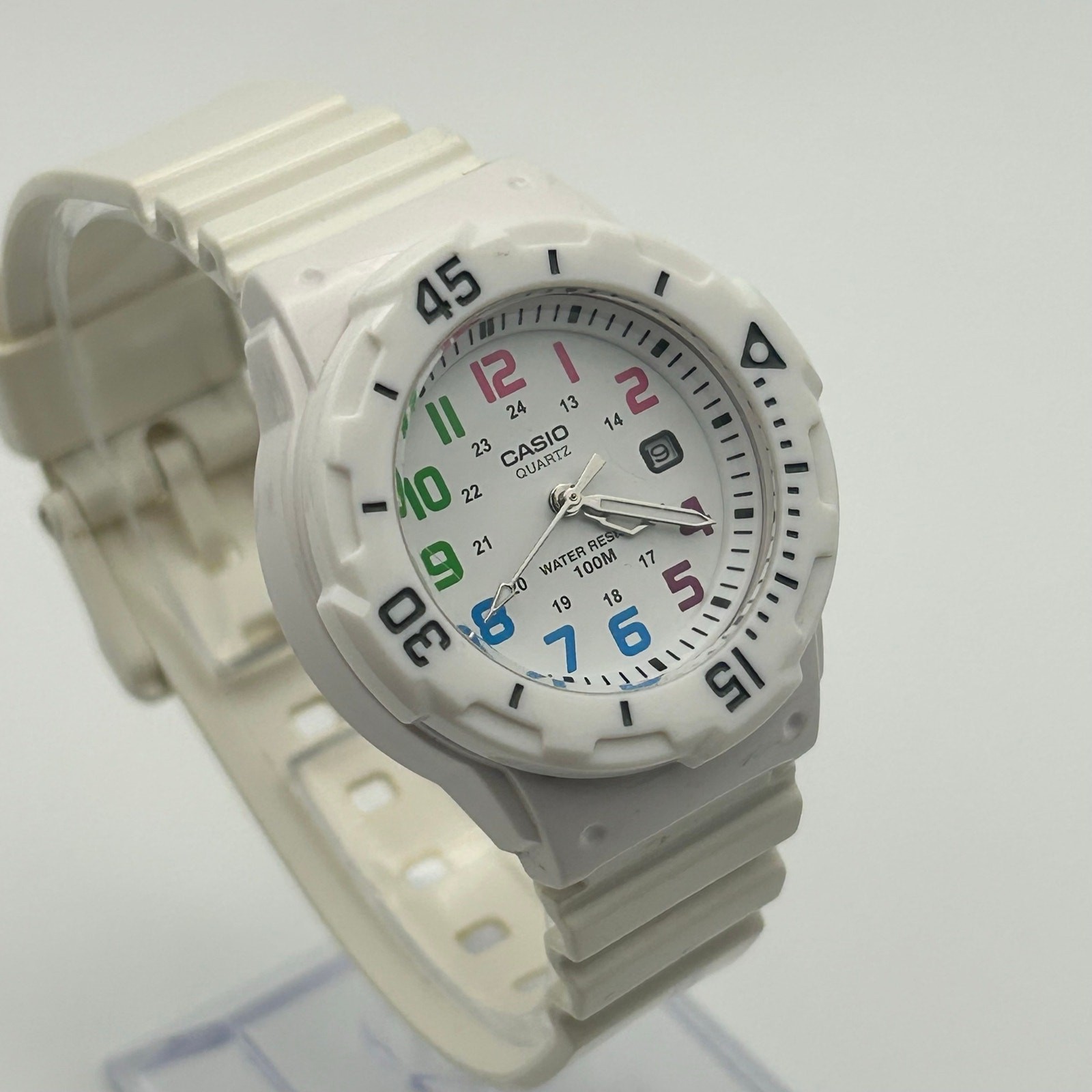 Casio LRW-200H White Colorful Numerical Dial 100M WR Working New Battery