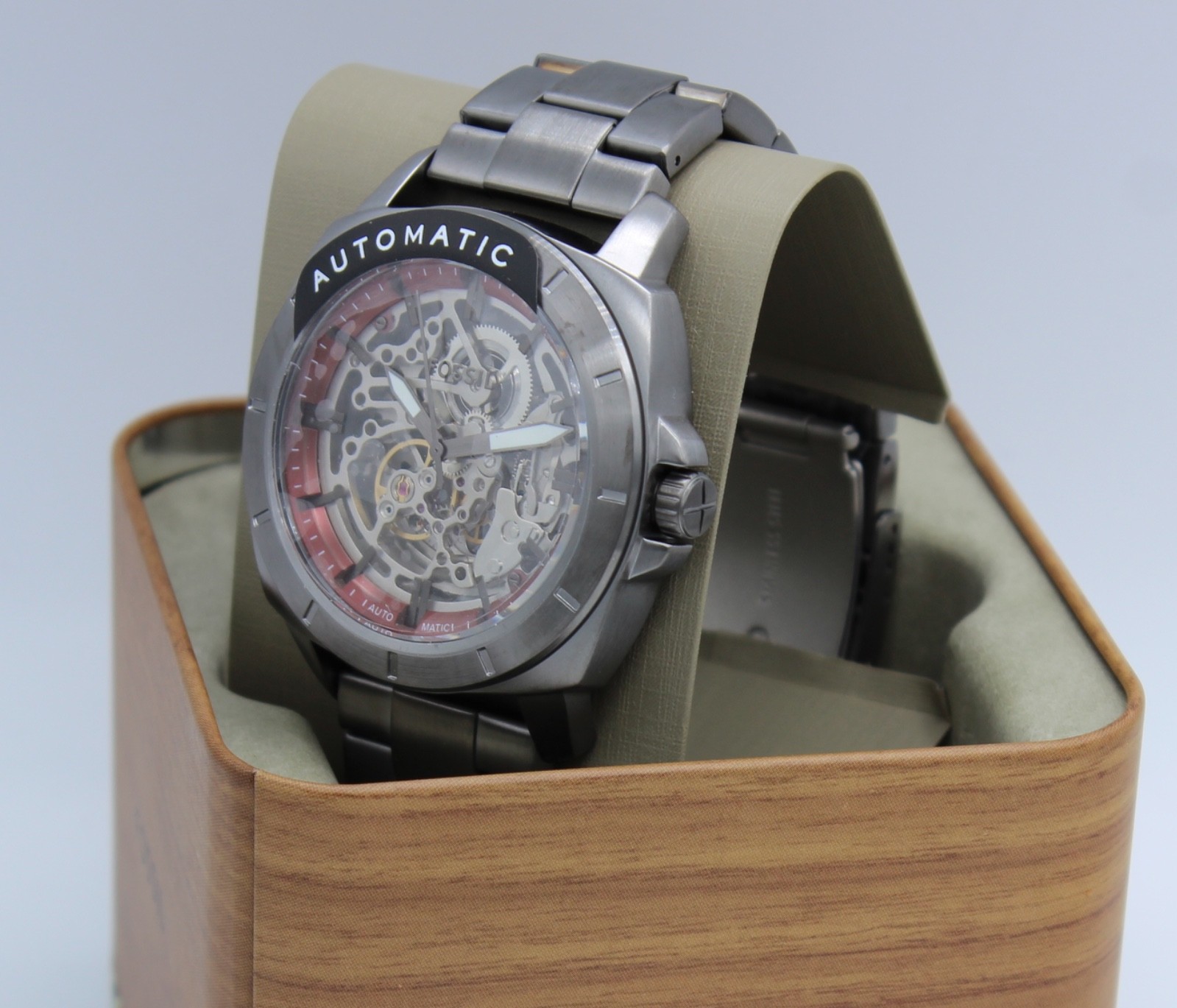NEW AUTHENTIC FOSSIL PRIVATEER AUTOMATIC SKELETON GUNMETAL BQ2898 MEN’S WATCH