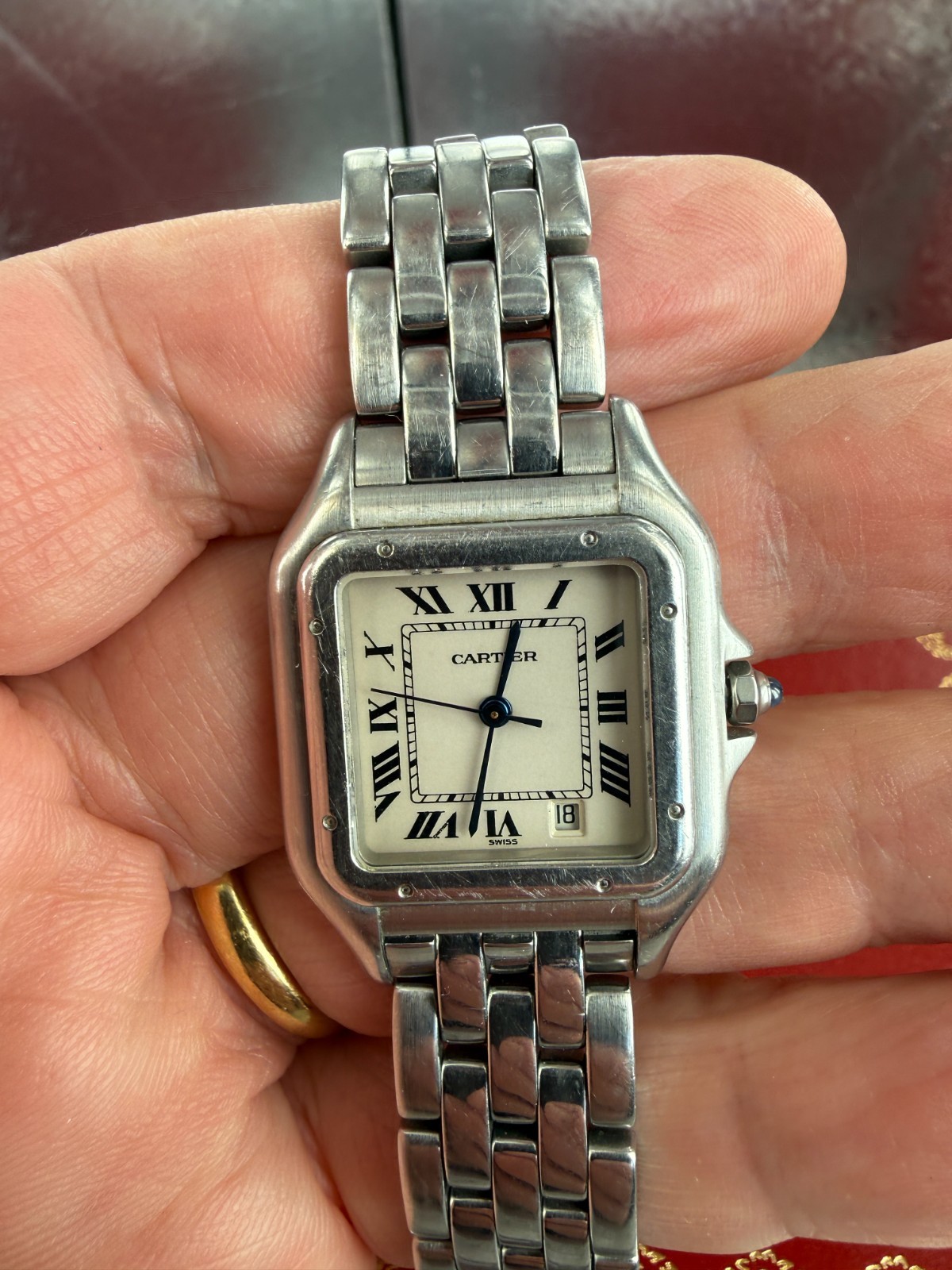 Cartier Panthere Medium Date Stainless Steel 1310 8 inch 20.32 wrist size
