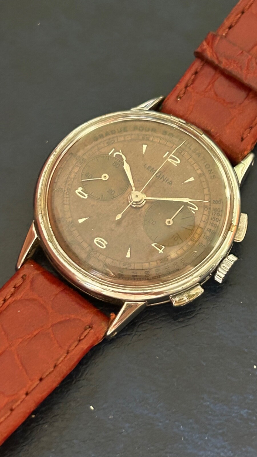 Lemania Chronograph Vintage Original Tropical Dial Cal. 27CH Extremely Rare