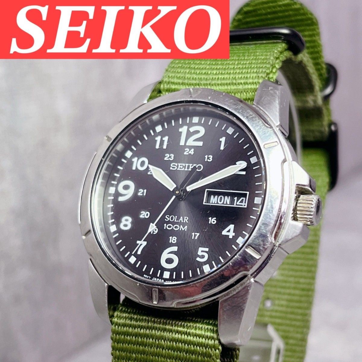 Rare SEIKO Seiko SNE095P2 Solar Military Watch Overseas Model Men s Watch Nylon
