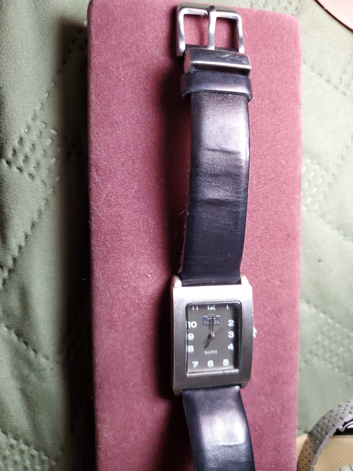 House of Watches Denmark Brushed Silver Rectangular Watch Black Band New Battery