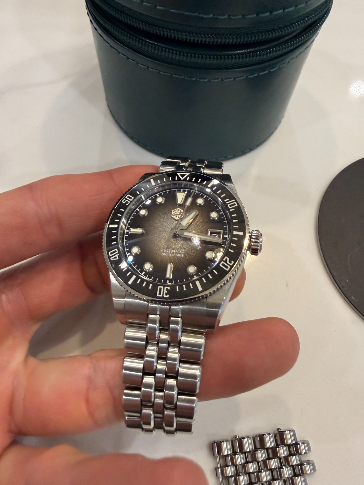 San Martin SN0148 Enamel Black Vortex – 37.5mm Automatic Watch