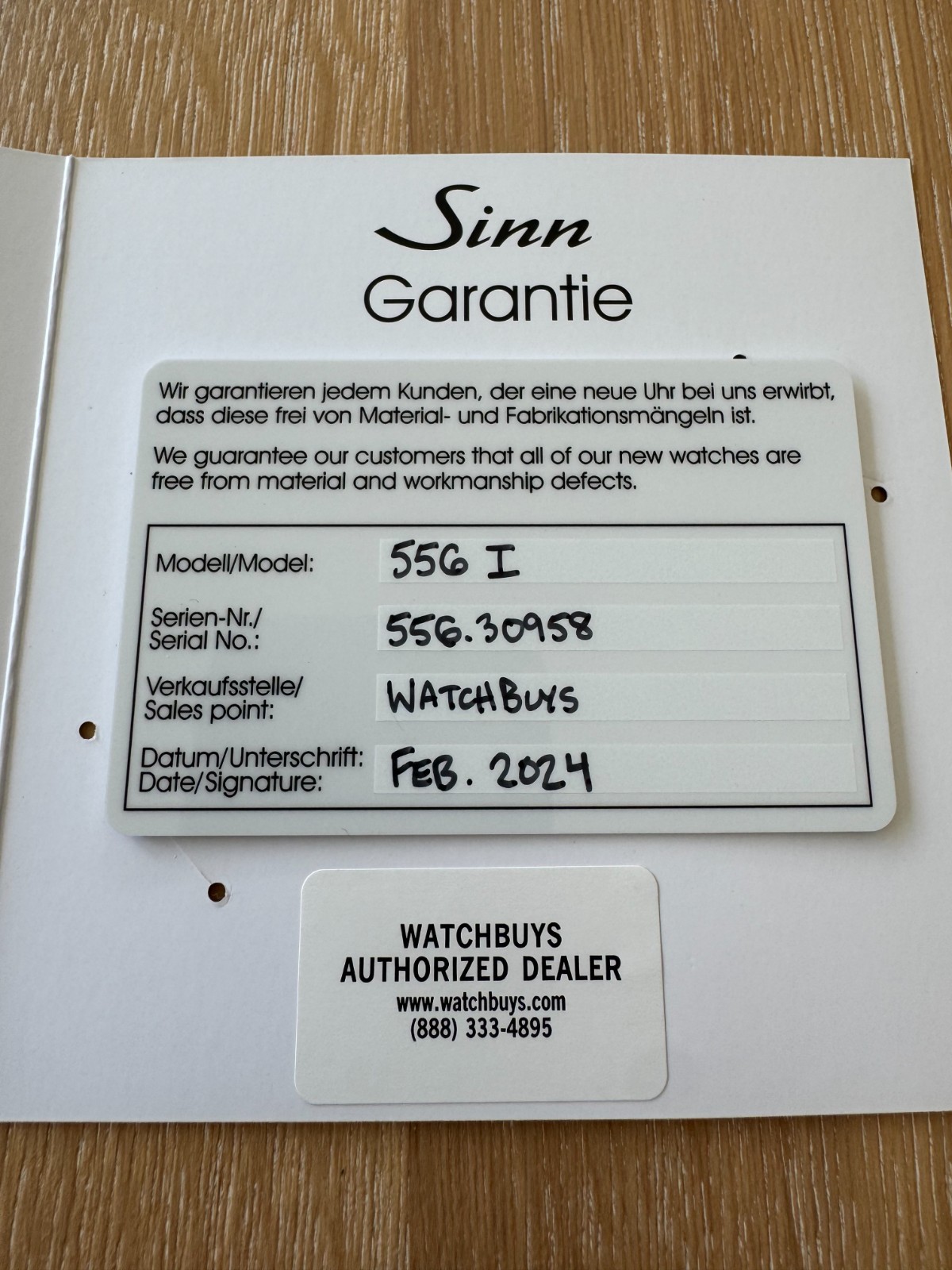 Sinn 556i H-Link Bracelet Automatic Watch – Box and Papers – Extra Sinn Strap