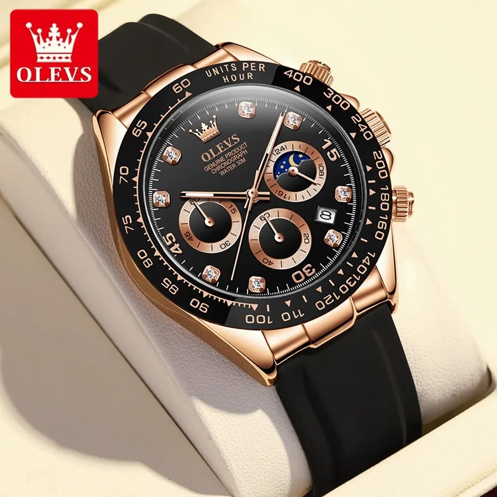 Waterproof Watch OLEVS Quartz Luxury Business Luminous Date Men Men’s Strap