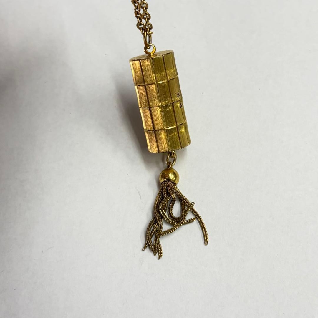 FRECO Hand-Wound Pendant Watch Necklace Gold Cylinder Slide Open/Close