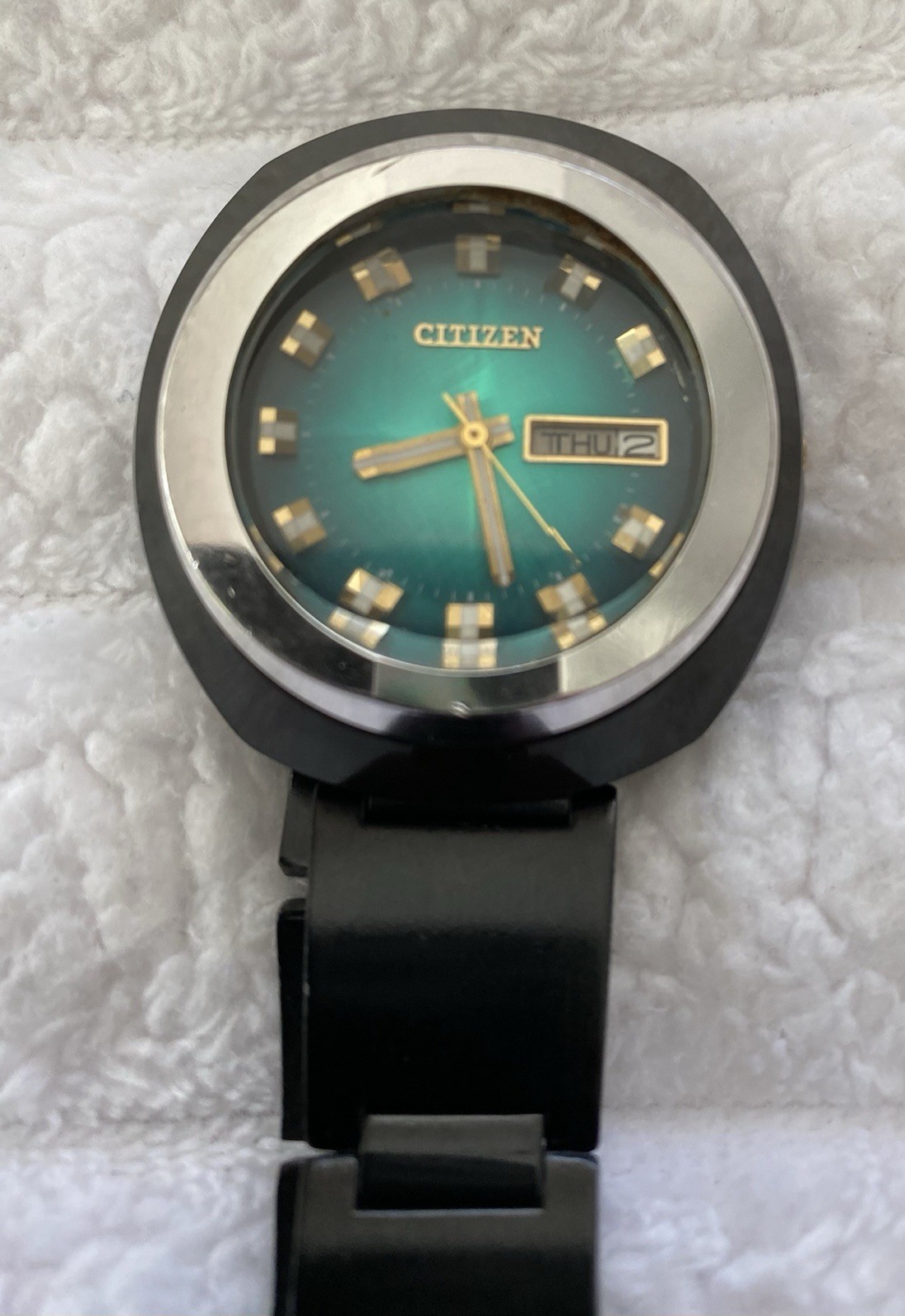 Citizen Watch Automatic Emerald green Band is Small can be changed 1970s Rare
