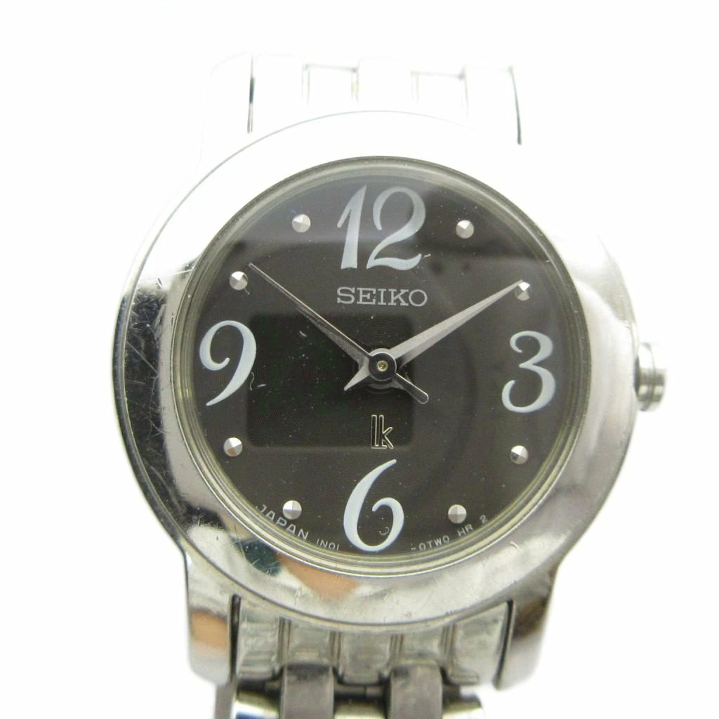 Used SEIKO 1N01 0HE0 LUKIA Wristwatch Quartz Black Dial Logo Silver GY18 MQ Ladi