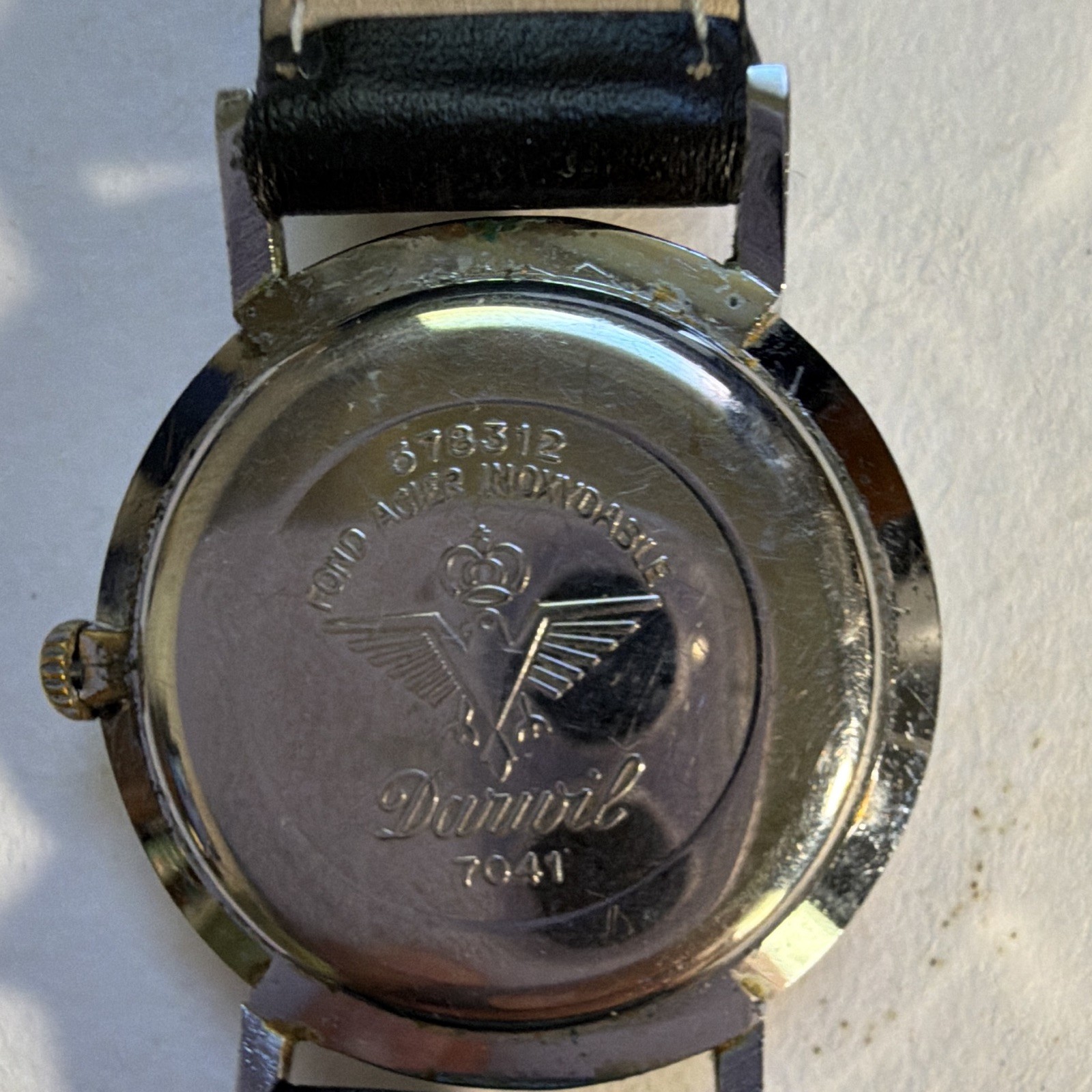 Darwil Special Flat Luxe 66 Manual Silver Dial Arabic/Stick 17J Black Leather