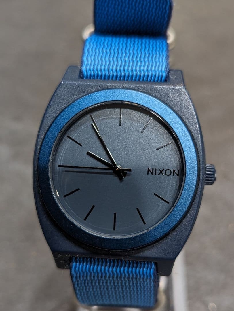 Battery replaced. NIXON Time Teller wristwatch with nylon strap, navy.