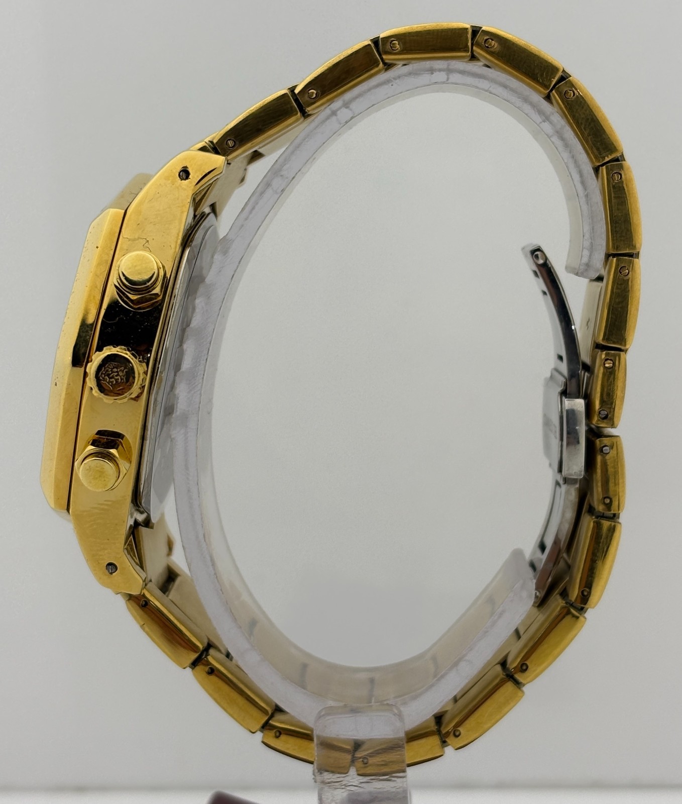 Refurbished Versace V-Legend Chrono Quartz Black Dial Gold-Plated Wristwatch