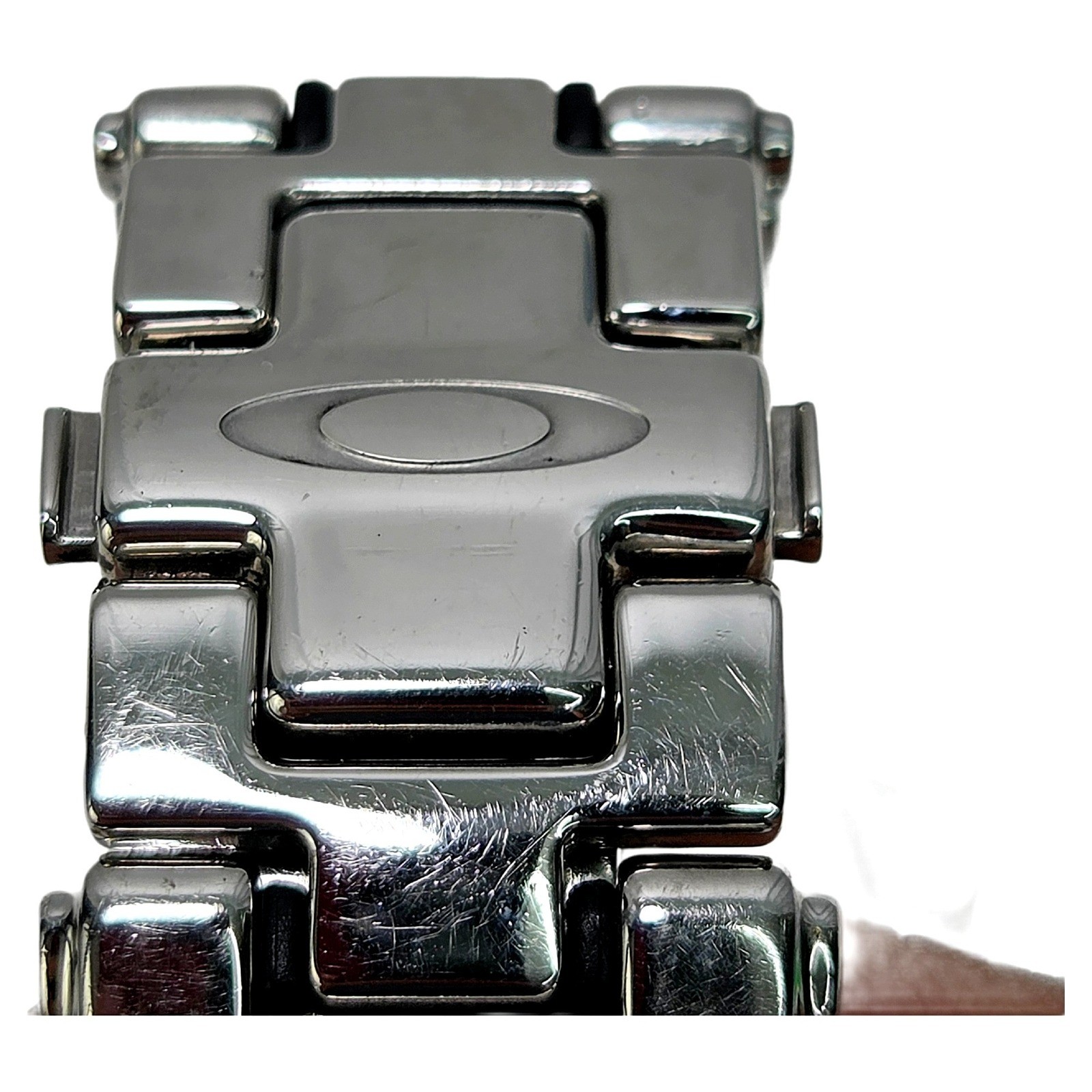 Oakley Crankcase Swiss Quartz Silver Steel Watch 10Bar Sapphire Crystal EUC