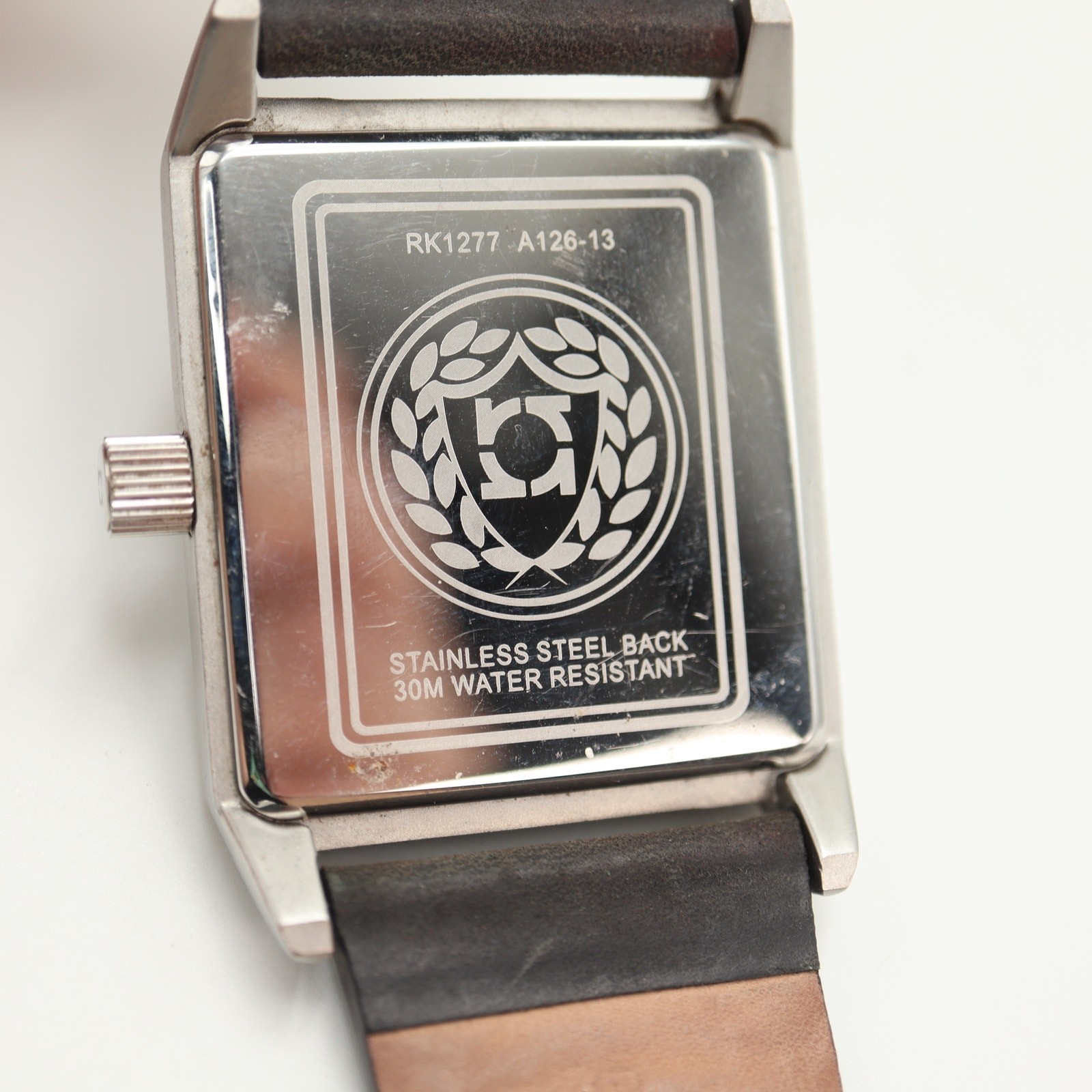 Kenneth Cole Reaction Mens 41mm Square Geometric Watch Black Leather New Battery