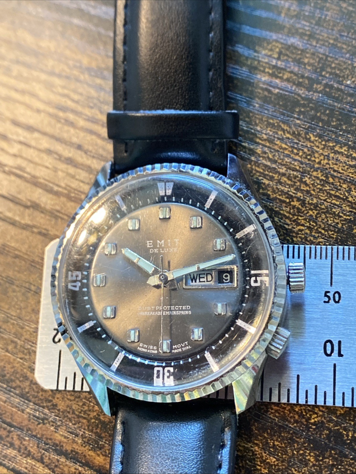 Emit De Luxe Swiss Dive Style Watch Wind Dive Watch Works Needs Service Runs