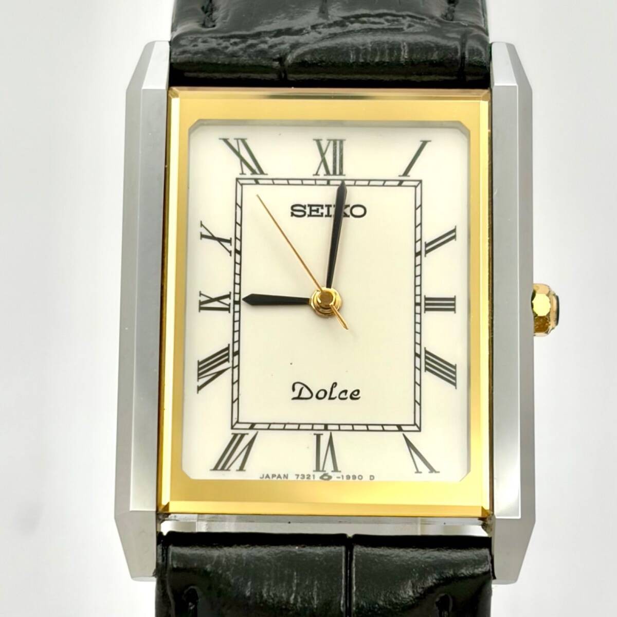 New Battery SEIKO Dolce Men’s Rectangular Roman Watch 7321 6170 890245 New Belt
