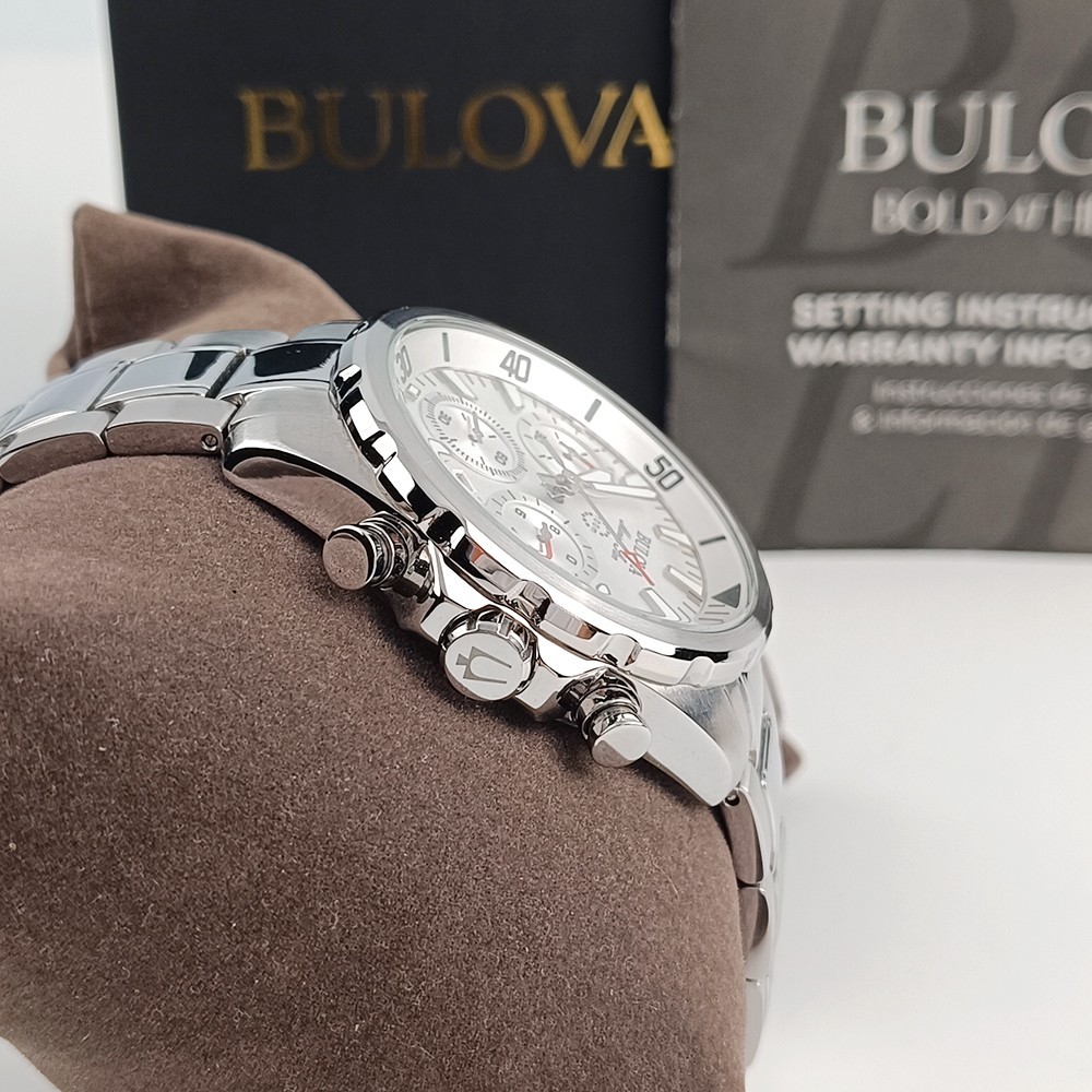 Bulova Marine Star 96B255 White Dial Stainless Chronograph Men’s Quartz Watch