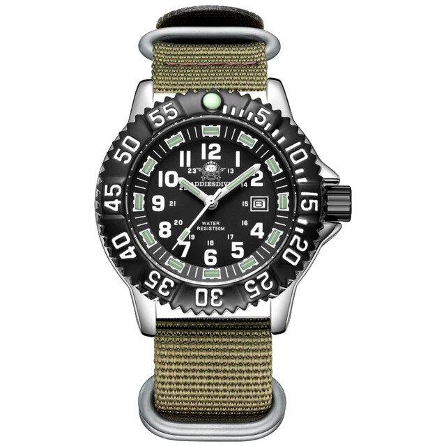 Military Men’s Watch Aidis Blue Green Luminous Waterproof Quartz Stainless Steel